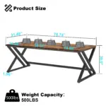 Long Y Shaped Leg Computer Desk, Light Grey Oak 78.74 Inch_08