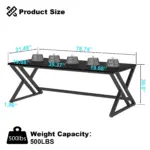 Long Y Shaped Leg Computer Desk, Black Oak 78.74 Inch_08