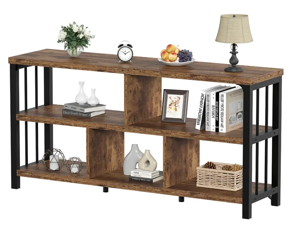 5 Cube Storage Organizer Shelf, Rustic Brown 55 Inch_06