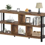 The 白底1-1_结果 is a three-tier wooden and metal shelving unit, perfect for ODM or OEM needs, showcasing books, decor items, a lamp, vases, a clock, a basket, and a fruit bowl.
