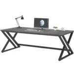 Long Y Shaped Leg Computer Desk, Dark Gray Oak 78.74 Inch_07