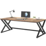 Long Y Shaped Leg Computer Desk, Rustic Oak 78.74 Inch_07