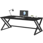 Long Y Shaped Leg Computer Desk, Black Oak 78.74 Inch_07