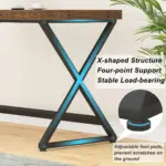 X Shaped Leg Computer Desk, Rustic Brown 60 Inch_07