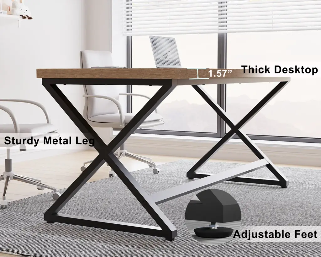 X Shaped Leg Computer Desk, Rustic Oak 60 Inch_08