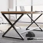 X Shaped Leg Computer Desk, Rustic Oak 60 Inch_08