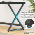 X Shaped Leg Computer Desk, Black Oak 60 Inch_06