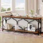 70.9 Inch Sofa Table with Storage shelves, Rustic Brown_01