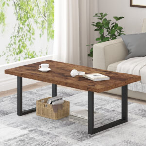Industrial Coffee Table, Rustic Brown, 47 Inch_03