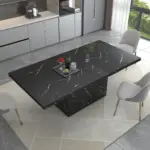 Black Faux Marble Dining Table for 6-8, 70.87 Inch