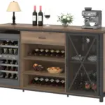 70.86” Wine Cabinet with Fridge Space, Rustic Oak_01