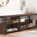 Corner Storage Bench with Shelf, Walnut