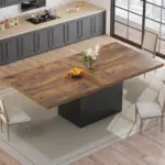 78.74 Inch Dining Table for 4-8, Rustic Brown and Black Oak 01