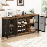 Home Bar Cabinet with Wine Rack, Rustic Brown_01