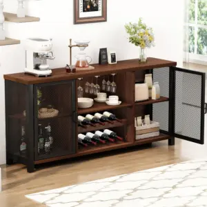 Home Bar Cabinet with Wine Rack, Walnut_01