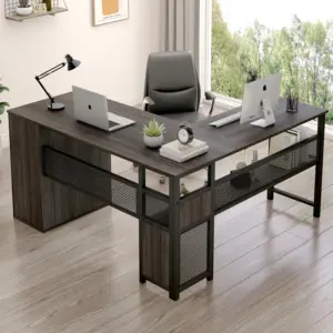 L Shaped Desk with File Cabinets, Dark Gray Oak_01