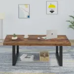 Industrial Coffee Table, Rustic Brown, 47 Inch_01