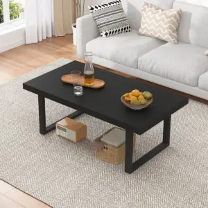 Industrial Coffee Table, Black Oak, 39 Inch_01