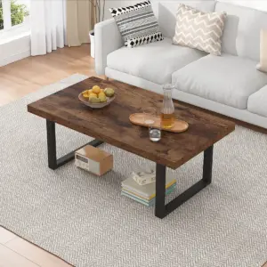 Industrial Coffee Table, Rustic Brown, 39 Inch_01