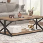 2 Tier Coffee Table with Shelf, Rustic Oak, 47 Inch_01