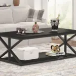2 Tier Coffee Table with Shelf, Black Oak, 47 Inch_01