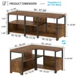 Corner Storage Bench with Shelf, Rustic Brown size