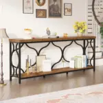 70.9 Inch Sofa Table with Storage shelves, Rustic Brown_02