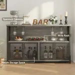 Coffee Bar Cabinet for Liquor and Glasses, Light Grey Oak_02