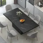 Black Faux Marble Dining Table for 6-8, 70.87 Inch 01