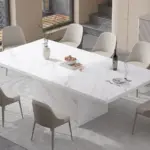 T-Shaped White Faux Marble Dining Table, 78.74 Inch 01