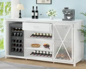 70.86” Wine Cabinet with Fridge Space, White Oak_01