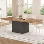78.74 Inch Dining Table for 4-8, Rustic Brown and Black Oak 02