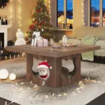Square Coffee Table with Cat House Cushion, Rustic Oak_02