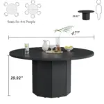 02 Black Oak Round Dining Table