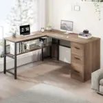 L Shaped Desk with File Cabinets, Rustic Oak_02