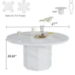White Faux Marble Round Dining Table 01