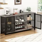 Home Bar Cabinet with Wine Rack, Light Grey Oak_02