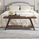 Industrial Wood Bench, Walnut 01