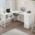 L Shaped Desk with File Cabinets, White Oak_02