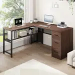L Shaped Desk with File Cabinets, Walnut_02