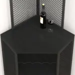 Corner Bar Cabinet with Adjustble Shelf Storage, Black Oak_02