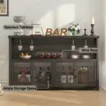 Coffee Bar Cabinet for Liquor and Glasses, Dark Gray Oak_02