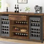 70.86” Wine Cabinet with Fridge Space, Rustic Brown_02