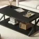 2 Tier Coffee Table with Shelf, Black Oak, 47 Inch_02