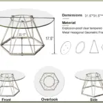 Round Glass Coffee Table with Silver Hexagonal Metal Base_02