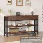 Sofa Table with 3 Drawers, Walnut_03