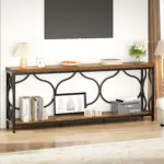 70.9 Inch Sofa Table with Storage shelves, Rustic Brown_03