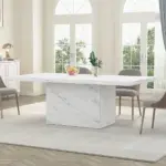 White Faux Marble Dining Table for 6-8, 70.87 Inch 002