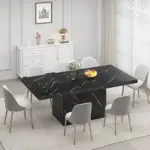 Black Faux Marble Dining Table