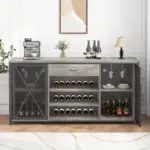 70.86” Wine Cabinet with Fridge Space, Light Grey Oak_03